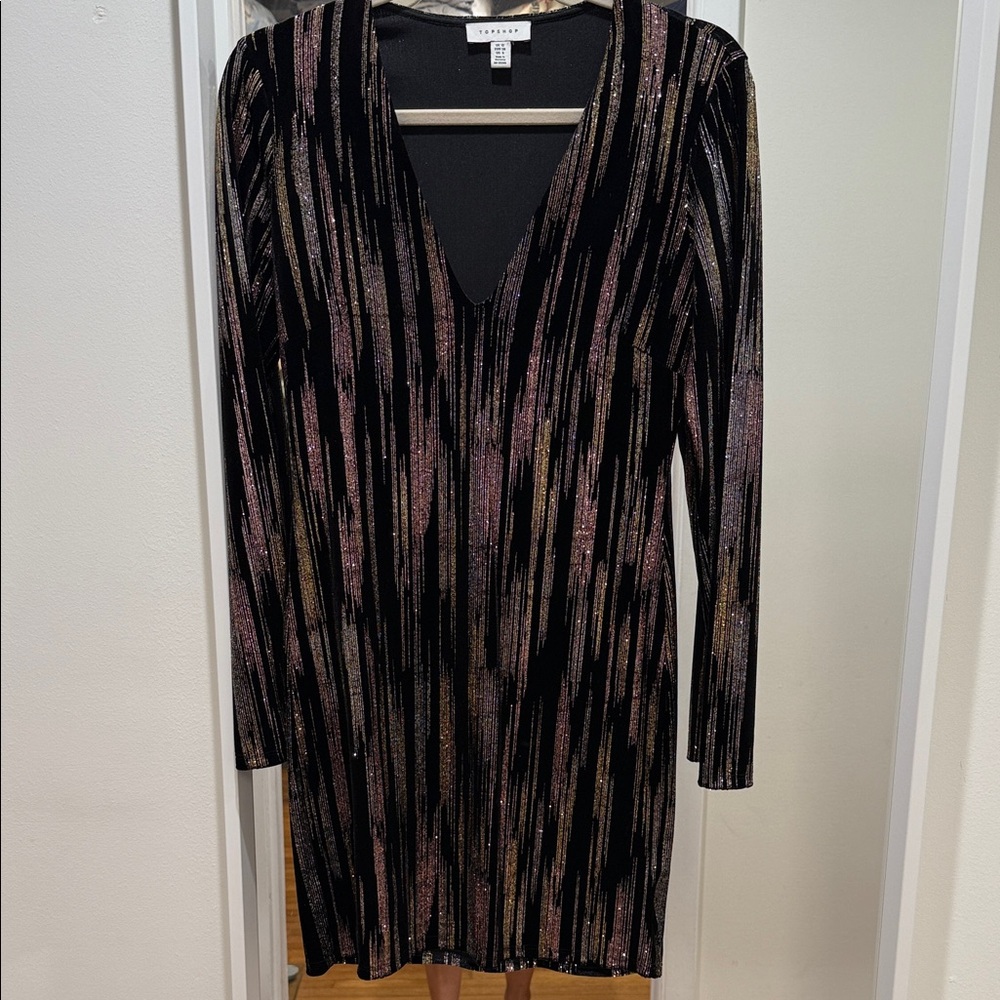 Topshop Black Dress with Gold and Pink Accents